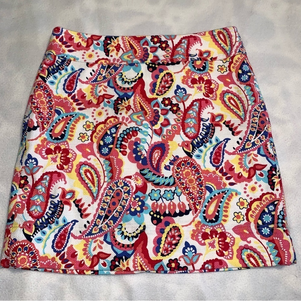 Talbots Pink Paisley Mini Skirt Size 8 teacher preppy colorful